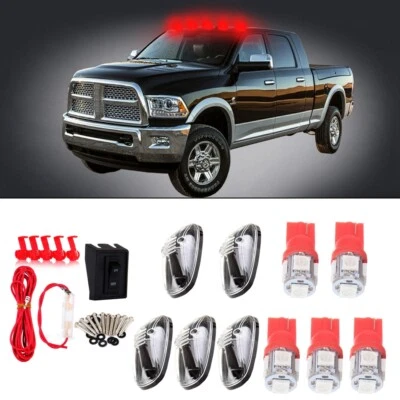 5x Clear Cab Marker Light + Red 5050 12V LED For 99-2002 Dodge Ram 2500 8.0L - Image 1 of 4