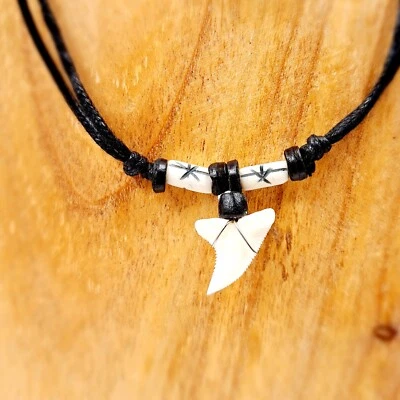Genuine shark tooth necklace, adjustable size, white, pendant, surf - Image 1 of 4