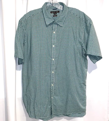 Camisa Michael Kors Para Hombre XXL Calce Ajustado Botones Verde Blanco A Cuadros Manga Corta Foto 1 de 4