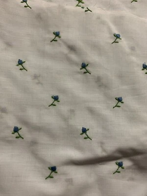 Quilting Fabric For Quilt Squares 7 Pieces 28” Cotton Embroidered Roses Blue Cut - Image 1 of 4