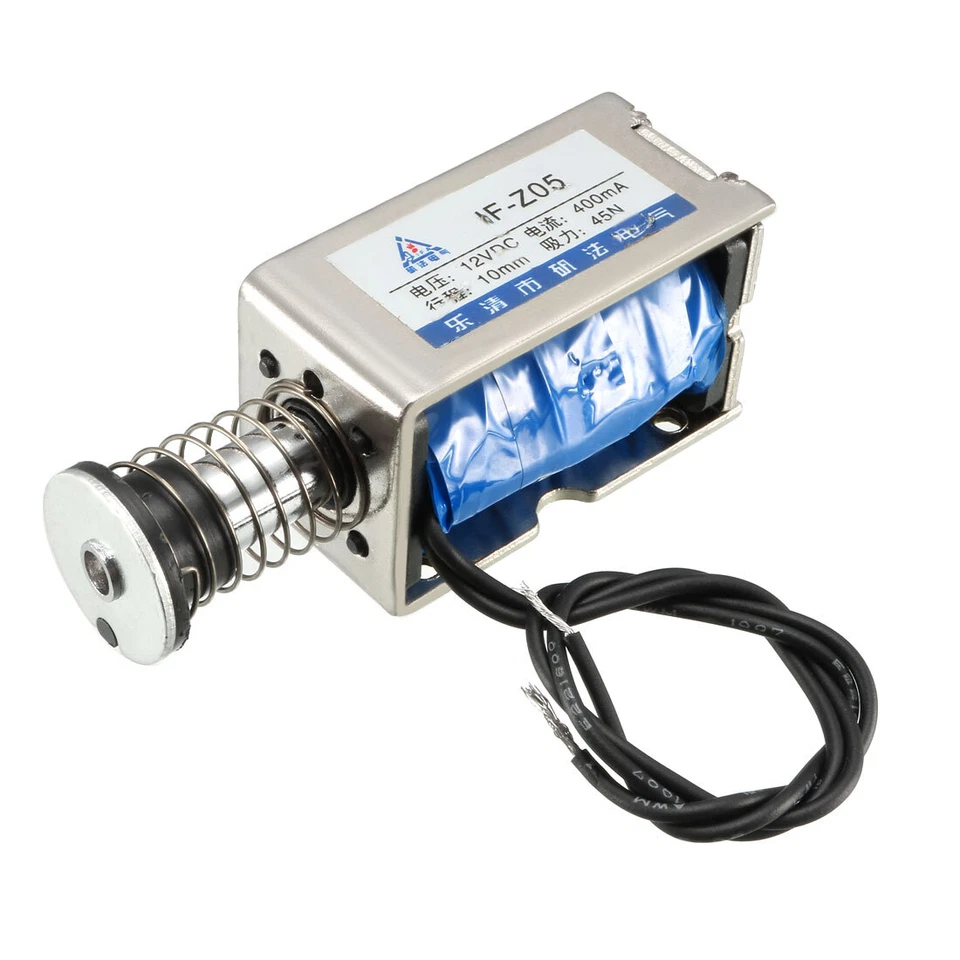 DC 12V 400mA 45N 10mm Pull Push Type Frame Linear Motion Solenoid Electromagnet - Image 1 of 4