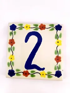Mexican Talavera House Numbers Ceramic Tile 4.25" x 4.25" Handmade - Picture 1 of 11