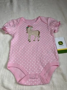 Camisa Caballo John Deere Bebé Niña Nueva Con Etiquetas Rosa Lunares 6-9 M - Imagen 1 de 4