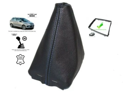 Cuffia Leva Cambio Per Ford C-Max II 2010-19 Pelle Cuciture Blu + Telaio - Immagine 1 di 4