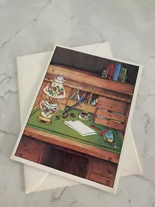 Tarjeta de felicitación plegada mensaje amistad comunicación renacentista con sobre - Imagen 1 de 4
