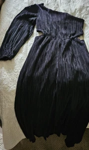 LUSH  long sleeve, one shoulder, Black, Cut Outs at the waist Jumpsuit XL NWT - Picture 1 of 5