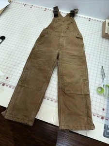 CARHARTT OVERALLS YOUTH MEDIUM 10-12 BROWN CANVAS Pre-Owned - Picture 1 of 16