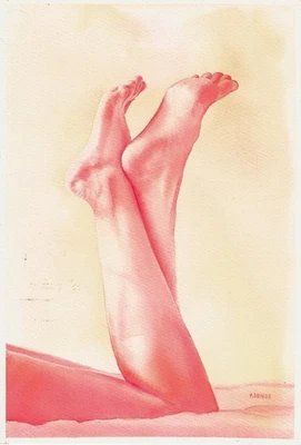 pintura original A4 153KsV obra de arte acuarela piernas femeninas modernas Foto 1 de 4