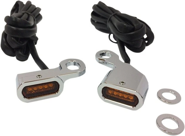 DS LED Handlebar Marker Lights Chrome Amber Lens Harley Softail/Dyna/Sportster - Image 1 of 1