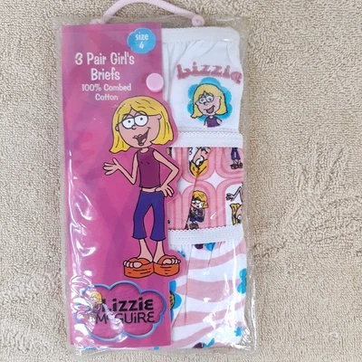 LIZZIE McGuire Bragas Niñas Talla 4 NUEVO 3 Pares Ropa Interior 100% Algodón Nuevo en Paquete Foto 1 de 4