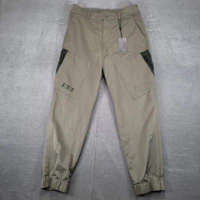 ARMANI EXCHANGE AX Men Olive Green Cargo Jogger Pants Elastic Waist Drawstring - Image 1 of 4
