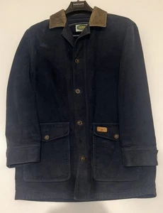 R.M. Williams Jacket Navy Moleskin Leather Trim Collar 100% Cotton Size M Men’s - Bild 1 von 14