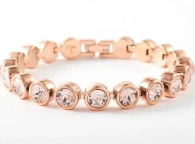 Pulsera Touchstone Crystal By Swarovski Ice Brazalete Oro Rosa Seda Foto 1 de 2