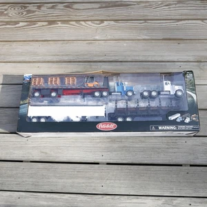 New Ray Peterbilt Diecast 1/32 Scale Logging Skid Semi Set Rare  - Picture 1 of 9