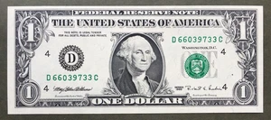 1995 EXPERIMENTAL WEB PRESS ~ $1 FRN CLEVELAND  [D/C Block] ~ SN# D 6603 9733  C - Picture 1 of 3