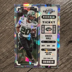 Boleto de novato Breece Hall 2022 Panini Contenders Optic #63 Cracked Ice RC 17/22 - Imagen 1 de 11