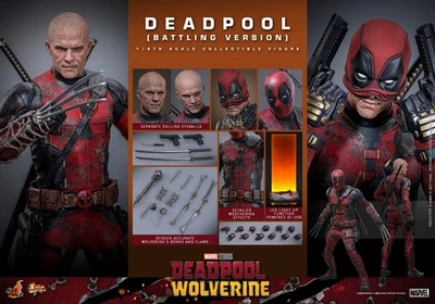 Figura Hot Toys Deadpool Battling Versión Escala 1:6 Ryan Reynolds MMS782 Nueva Foto 1 de 4
