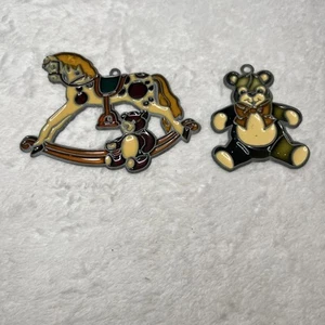 Lot 2 Nursery Sun Catcher Rocking Horse Teddy Bear - Picture 1 of 8