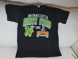 RARE Vintage 1991 NHL Minnesota North Stars Stanley Cup T-Shirt Black XL USA A1 - Picture 1 of 18