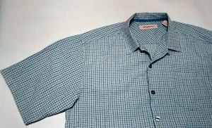 Tommy Bahama 100% Silk Blue Plaid Short Sleeve Button Up Shirt L Large - Picture 1 of 5