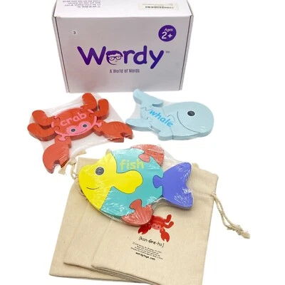 Wordy World of words wooden children's animal puzzles English Spanish sight word - Image 1 of 4