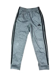 Adidas Youth Boys Sweat Pants Size 8 Gray With Black Stripes - Picture 1 of 4