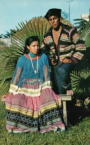 Seminole Indian Brave & Bride Florida FL Reservation American Indians Postcard - Picture 1 of 2