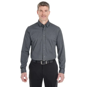 Devon & Jones Men's Dark Gray Heather Cotton Blend Button Down Shirt Size Small - Picture 1 of 8