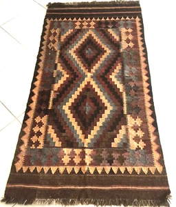 Kelim Teppich Alte Afghan Nomaden Maimana Turkmen Orient Braun Old Rug Carpet - Bild 1 von 4