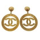 Chanel Dangle Hoop Earrings Clip-On Gold 27 18956