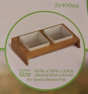 Playtime Artisan Wood Design Elevated Dog Bowl Double Diner Small to Medium New - Picture 1 of 8