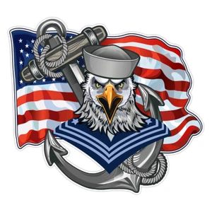 American Eagle USA Flag Bumper Sticker Military Vinyl Soldier Decal 5" - Foto 1 di 3