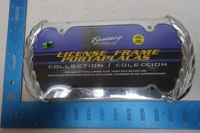 License Plate Frame Feathers Bird Birds Nature Chrome Metal Auto Tag Holder F11 - Image 1 of 2