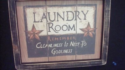 Primitive Country Print *LAUNDRY ROOM-Cleanliness is next to Godliness* 9" x11" - Image 1 of 3