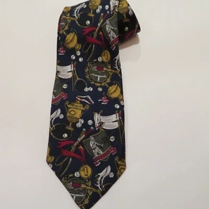 Vintage HUGO BOSS Mens Silk Necktie ITALY "Old Sport" TENNIS Sports Navy Multi - Picture 1 of 10