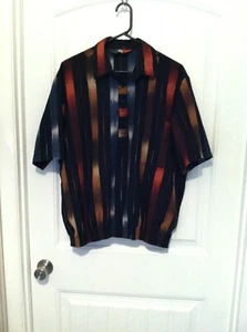 CAMICIA VINTAGE D'ACCORD A RIGHE TAGLIA LARGE ROCKABILLY OLD MONEY vita elastica - Foto 1 di 7