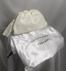Dezente Leder Vegan Handtasche Clutch Weiß Tasche Umwickeltes Gestell Kettenriemen - Bild 1 von 6