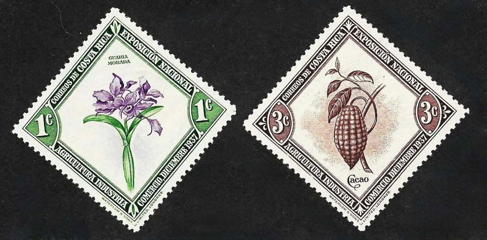 Estampillas de Costa Rica 1937-38 Scott # 184, 185 MVLH/OG Foto 1 de 1