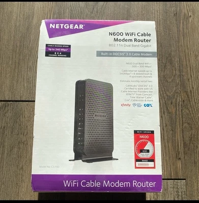 Netgear N600 WiFi Cable Modem Router (C3700) – DOCSIS 3.0 Dual Band - Image 1 of 4