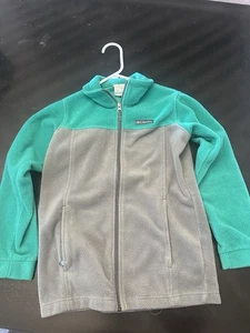 Columbia Kids Gray/Pine EUC Fleece Zip Up Jacket Size M 10-12 - Picture 1 of 4