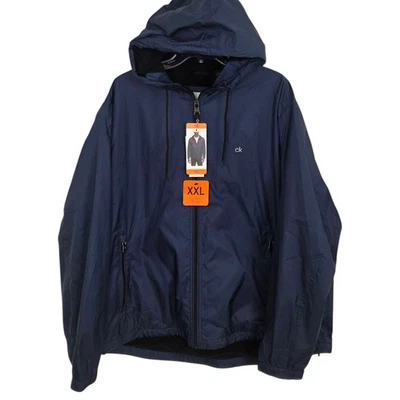 Chaqueta cortavientos forrada de lana Calvin Klein NUEVA para hombre XXL capucha azul Foto 1 de 4