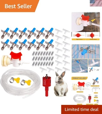 Набор для питья сосков кроликов Gravity-Fed со шлангом 23 фута - прочный и эффективный - Изображение 1 из 4