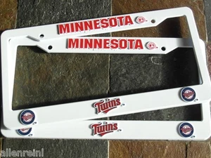 2 Minnesota Twins White Plastic License Plate Frames Raised Color Graphics - Picture 1 of 8