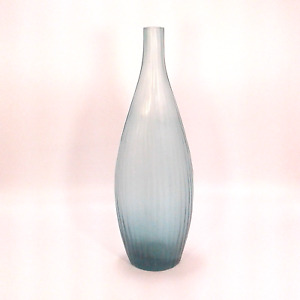 Crate & Barrel Blue Glass Sea Bud Vase 11.5" Tall Handmade