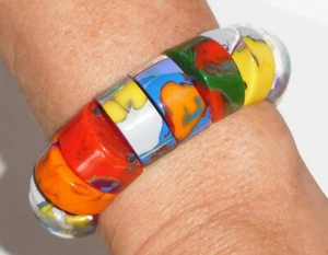 Sobral Pollock Do Vibrant Hues Half Moon Artist Made Bead Bracelet - Picture 1 of 6