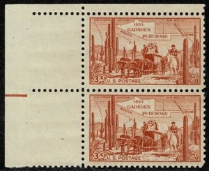 1953 3c Chestnut 100th Ann of Gadsden Purchase VF NHM Pair SG 1025 - For Charity - Picture 1 of 2