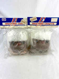 Vintage Westrim Crafts Mitzy Doll Head Dark Complexion White Yarn Hair 4" New - Picture 1 of 5