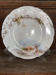 Antique Karlsbad BBD Plate With Yellow Flowers And House In Snow - 7.5 In. - Picture 1 of 6