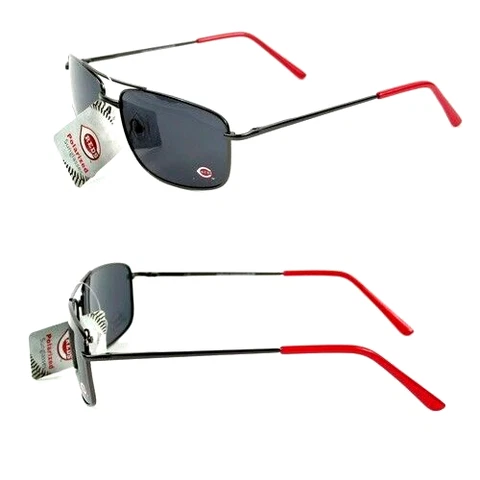 CINCINNATI REDS SUNGLASSES METAL FRAME STYLE UV PROTECTION AND W/FREE POUCH/BAG Cover
