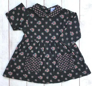 Baby Gap Vintage Floral Dress Size XL 18-24 Mos. Black Pink Green Pockets 1990s - Picture 1 of 8